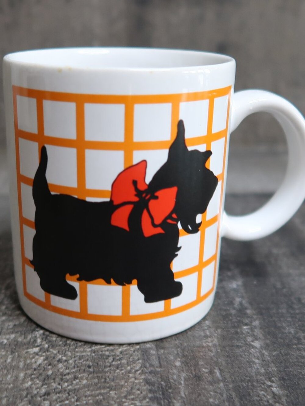 Vintage Ceramic Scottie Dog Coffee Mug Made in Japan Plaid Scottish Terrier